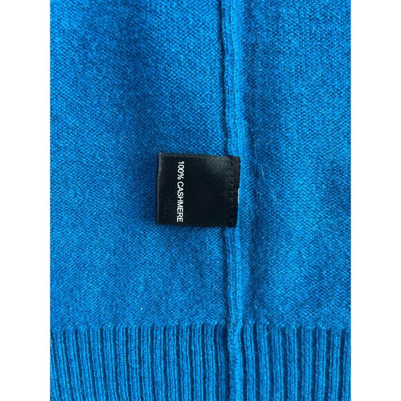 1-33 QI CASHMERE Men's Sweater Zip-Henley Teal 100% Cashmere Large - Picture 9 of 16